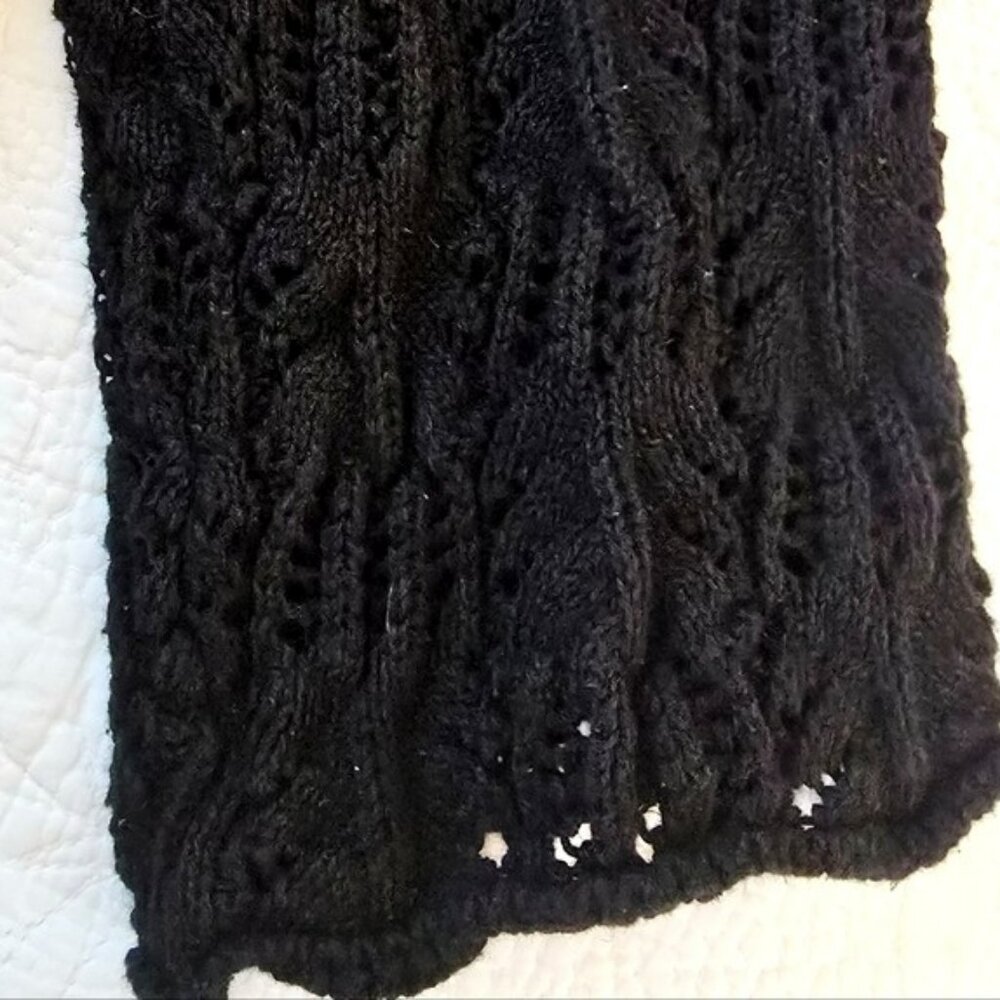 Woman Within Women's Open Front Cardigan Sweater Black Size 1X Long Flowy Knit - Picture 5 of 16